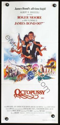 4d778 OCTOPUSSY Australian daybill '83 great art of Roger Moore as James Bond by Daniel Gouzee!