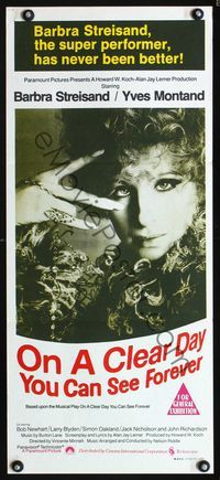 4d780 ON A CLEAR DAY YOU CAN SEE FOREVER Australian daybill '70 cool image of Barbra Streisand!