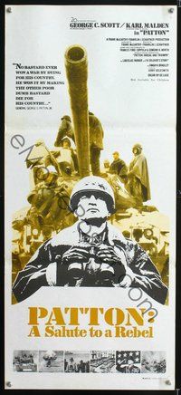 4d791 PATTON Aust daybill '70General George C. Scott military classic, Patton: A Salute to a Rebel!