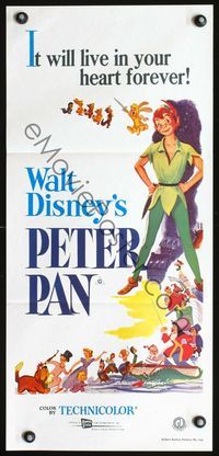 4d796 PETER PAN Aust daybill R70s Walt Disney animated cartoon fantasy classic!