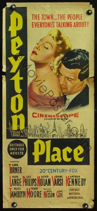 4d797 PEYTON PLACE Australian daybill poster '58 Lana Turner, from the novel by Grace Metalious!