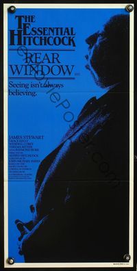4d825 REAR WINDOW Australian daybill poster R83 great classic profile image of Alfred Hitchcock!