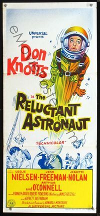 4d827 RELUCTANT ASTRONAUT Aust daybill '67 different stone litho art of Don Knotts shot into space!