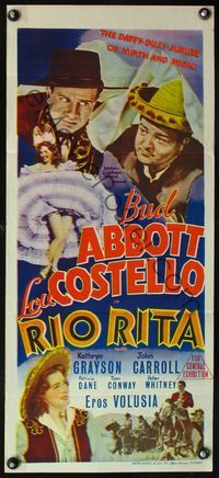 4d831 RIO RITA Australian daybill movie poster '42 great different art of Bud Abbott & Lou Costello!