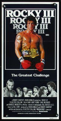 4d837 ROCKY III Australian daybill poster '82 Sylvester Stallone faces Mr. T in the ring, boxing!