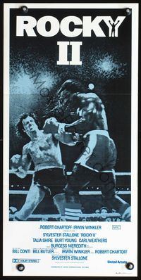 4d836 ROCKY II Aust daybill R80s Sylvester Stallone & Carl Weathers fight in ring, boxing sequel!