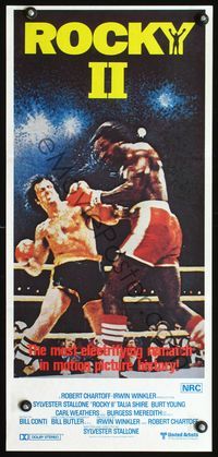 4d835 ROCKY II Aust daybill '79 Sylvester Stallone & Carl Weathers fight in ring, boxing sequel!