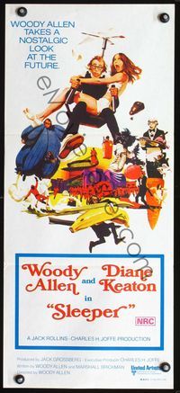 4d868 SLEEPER Australian daybill '74 Woody Allen, Diane Keaton, wacky futuristic sci-fi comedy!