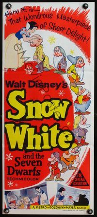 4d872 SNOW WHITE & THE SEVEN DWARFS Australian daybill R60s Walt Disney animated cartoon classic!