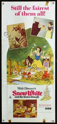 4d873 SNOW WHITE & THE SEVEN DWARFS Australian daybill R70s Walt Disney animated cartoon classic!
