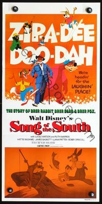 4d878 SONG OF THE SOUTH Australian daybill R80s Walt Disney, Uncle Remus, Br'er Rabbit, Fox & Bear!