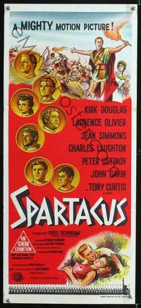 4d881 SPARTACUS Australian daybill '61 classic Stanley Kubrick & Kirk Douglas epic, cool artwork!