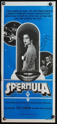 4d882 SPERMULA Australian daybill movie poster '76 wacky sexy sperm vampire Dayle Haddon, Udo Kier!