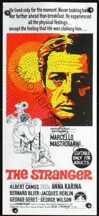 4d904 STRANGER Australian daybill poster '68 Luchino Visconti's Lo Straniero, art of Mastroianni!