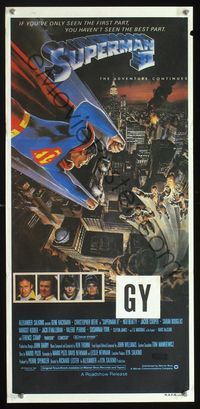 4d910 SUPERMAN II Aust daybill '81 Christopher Reeve, Terence Stamp, great art over New York City!