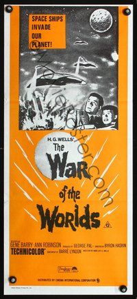 4d956 WAR OF THE WORLDS Australian daybill poster R70s H.G. Wells classic produced by George Pal!