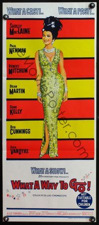 4d958 WHAT A WAY TO GO Australian daybill movie poster '64 full-length art of sexy Shirley MacLaine!