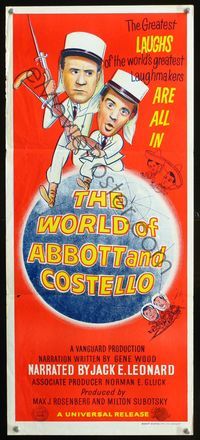 4d967 WORLD OF ABBOTT & COSTELLO Aust daybill '65 Bud & Lou's greatest laughmakers, great image!