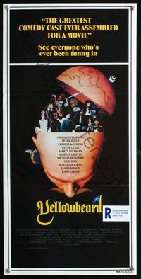 4d972 YELLOWBEARD Australian daybill '83 Graham Chapman, Peter Boyle, Cheech & Chong are pirates!