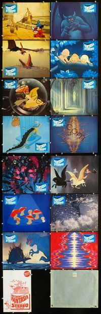 4e670 FANTASIA 14 set B French movie lobby cards R80s cool fantasy artwork, Disney musical classic!