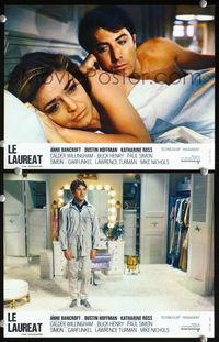 4e867 GRADUATE 2 French movie lobby cards '68 great images of Dustin Hoffman & Anne Bancroft!