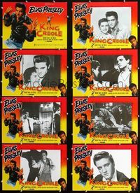 4e756 KING CREOLE 8 French movie lobby cards R78 really cool artwork of Elvis Presley w/fist!