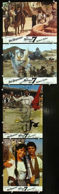 4e841 RETURN OF THE SEVEN 4 French movie lobby cards '66 Yul Brynner, Robert Fuller!