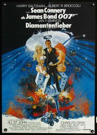 4d096 DIAMONDS ARE FOREVER German poster '71 Sean Connery as James Bond 007 by Robert McGinnis!