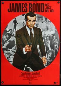 4d102 DR. NO German movie poster R70s Sean Connery is James Bond 007, cool art!