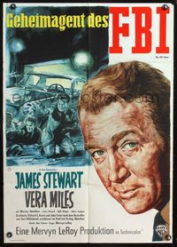 4d115 FBI STORY German movie poster '59 great art of detective Jimmy Stewart by Rolf Goetze!
