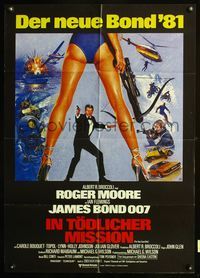 4d126 FOR YOUR EYES ONLY black style German '81 no one comes close to Roger Moore as James Bond 007!