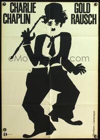4d138 GOLD RUSH German movie poster R60s cool art of Charlie Chaplin!