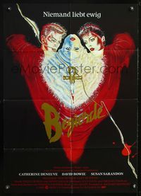 4d159 HUNGER German poster '83 cool different artwork of vampire Catherine Deneuve, David Bowie!