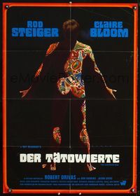 4d163 ILLUSTRATED MAN German poster '69 Ray Bradbury, great Rehak artwork of man covered in tattoos!