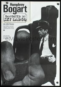 4d174 KEY LARGO German movie poster R70s cool image of Humphrey Bogart in tiny gun barrel!