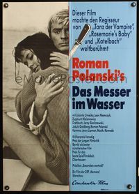 4d180 KNIFE IN THE WATER German poster R72 Roman Polanski's Noz w Wodzie, great romantic close-up!
