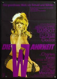 4d181 LA VERITE German '61 artwork of super sexy Brigitte Bardot, Henri-George Clouzot, The Truth!