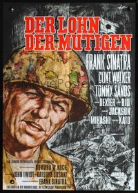 4d223 NONE BUT THE BRAVE German movie poster '65 great WWII artwork of Frank Sinatra by Rolf Goetze!