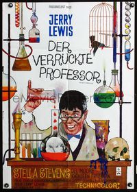 4d225 NUTTY PROFESSOR German R70s great art of wacky scientist Jerry Lewis, sexy Stella Stevens!