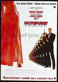4d227 OCTOPUSSY advance German poster '83 great art of Roger Moore as James Bond by Daniel Gouzee!