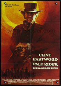 4d230 PALE RIDER German movie poster '85 great artwork of cowboy Clint Eastwood by Grove!