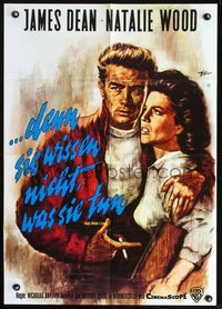 4d243 REBEL WITHOUT A CAUSE German R76 great art of James Dean & Natalie Wood by Rolf Goetze!