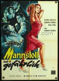 4d245 REFORM SCHOOL GIRL German movie poster '57 great sexy artwork of classic AIP bad girls!
