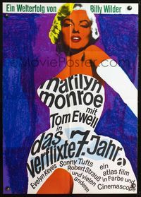 4d251 SEVEN YEAR ITCH German movie poster R66 Billy Wilder, great sexy art of Marilyn Monroe!