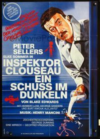 4d254 SHOT IN THE DARK German movie poster '64 great artwork of Peter Sellers as Inspector Clouseau!