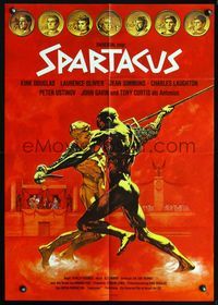 4d261 SPARTACUS German movie poster R70s classic Stanley Kubrick & Kirk Douglas epic, cool artwork!