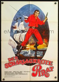 4d264 SWASHBUCKLER German movie poster '76 really cool artwork of pirate Robert Shaw!