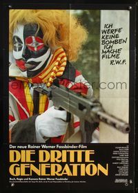 4d270 THIRD GENERATION German '79 Rainer Werner Fassbinder, cool image of madman w/machine gun!