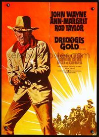 4d277 TRAIN ROBBERS German movie poster '73 great full-length art of John Wayne with rifle!