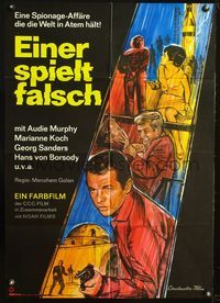 4d278 TRUNK TO CAIRO German poster '66 Audie Murphy, George Sanders, cool different action art!